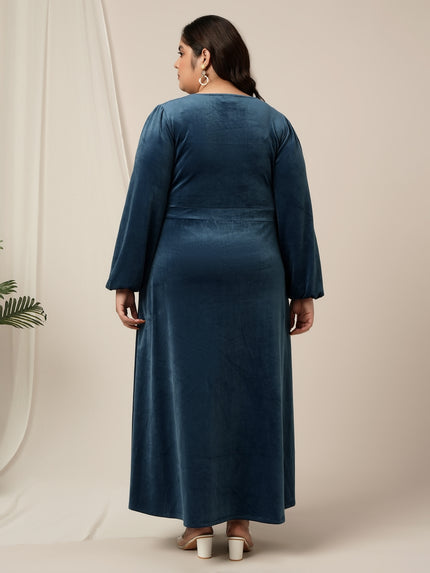 Plus Size Velvet Maxi Evening Dress
