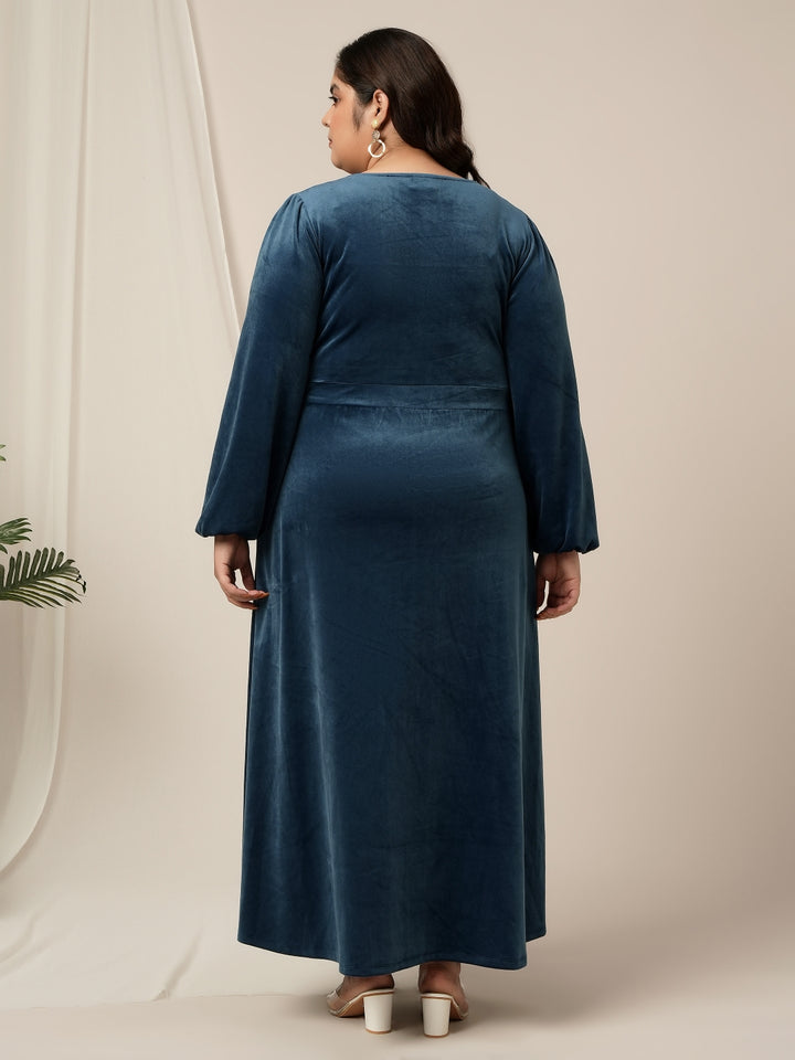 Plus Size Velvet Maxi Evening Dress