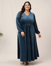Plus Size Velvet Maxi Evening Dress