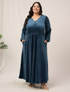 Plus Size Velvet Maxi Evening Dress
