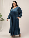 Plus Size Velvet Maxi Evening Dress