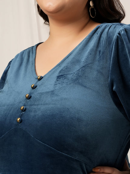 Plus Size Velvet Maxi Evening Dress