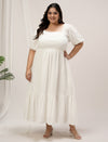 Plus Size White Cotton Tiered Maxi Dress