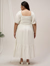 Plus Size White Cotton Tiered Maxi Dress