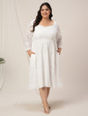 Plus Size White Lace Flare Dress