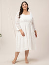 Plus Size White Lace Flare Dress