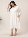 Plus Size White Lace Flare Dress