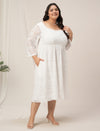 Plus Size White Lace Flare Dress
