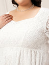 Plus Size White Lace Flare Dress