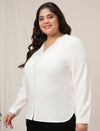 Women Plus Size Linen Office Shirt- White