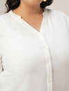 Women Plus Size Linen Office Shirt- White