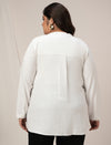 Women Plus Size Linen Office Shirt- White