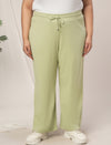 Women Plus Size Wide-Leg Lounge Pants- Light Green