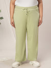 Women Plus Size Wide-Leg Lounge Pants- Light Green