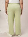 Women Plus Size Wide-Leg Lounge Pants- Light Green