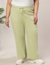 Women Plus Size Wide-Leg Lounge Pants- Light Green