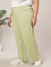 Women Plus Size Wide-Leg Lounge Pants- Light Green