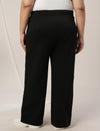 Women Plus Size Wide-Leg Winter Fleece Pants- Black