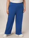 Women Plus Size Wide-Leg Winter Fleece Pants- Blue