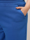 Women Plus Size Wide-Leg Winter Fleece Pants- Blue