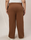 Women Plus Size Wide-Leg Winter Fleece Pants- Brown