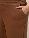 Women Plus Size Wide-Leg Winter Fleece Pants- Brown