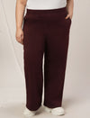 Women Plus Size Wide-Leg Winter Fleece Pants- Maroon