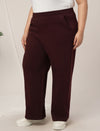 Women Plus Size Wide-Leg Winter Fleece Pants- Maroon