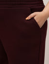 Women Plus Size Wide-Leg Winter Fleece Pants- Maroon