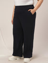 Women Plus Size Wide-Leg Winter Fleece Pants- Navy Blue