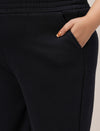 Women Plus Size Wide-Leg Winter Fleece Pants- Navy Blue