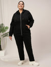 Women Plus Size Winter Co-Ord Set- Black