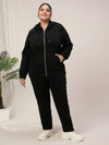 Women Plus Size Winter Co-Ord Set- Black