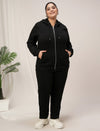Women Plus Size Winter Co-Ord Set- Black