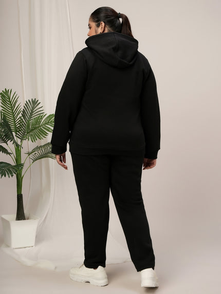 Women Plus Size Winter Co-Ord Set- Black