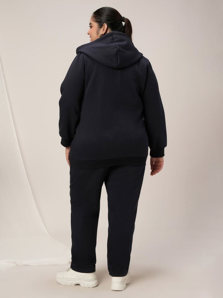 Women Plus Size Winter Co-Ord Set- Navy Blue