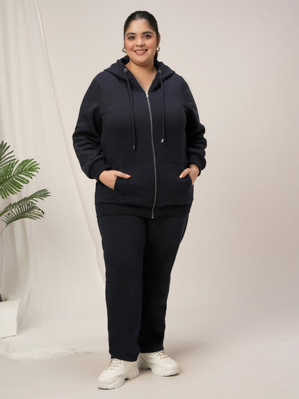 Women Plus Size Winter Co-Ord Set- Navy Blue