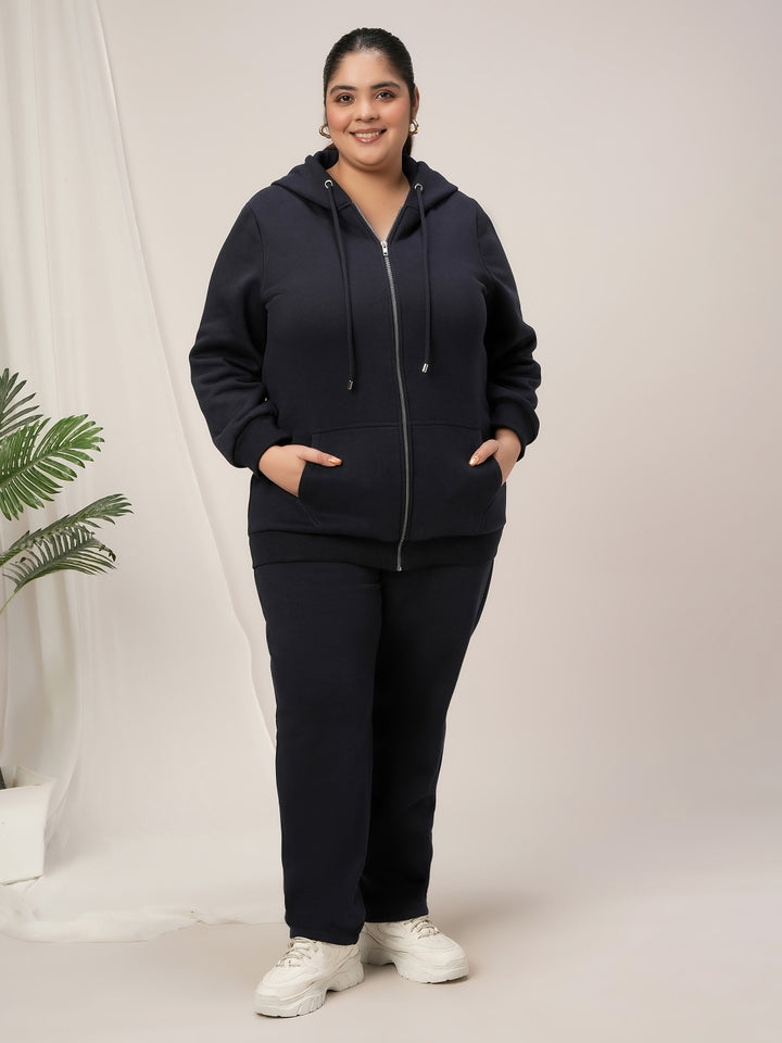 Women Plus Size Winter Co-Ord Set- Navy Blue
