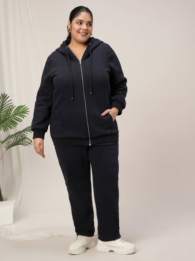 Women Plus Size Winter Co-Ord Set- Navy Blue