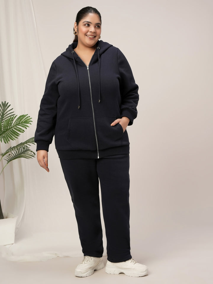 Women Plus Size Winter Co-Ord Set- Navy Blue