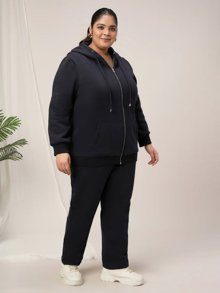 Women Plus Size Winter Co-Ord Set- Navy Blue