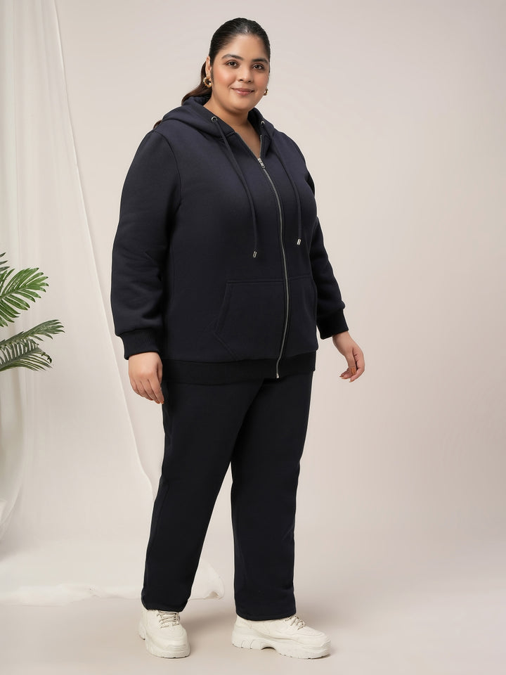 Women Plus Size Winter Co-Ord Set- Navy Blue