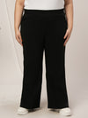 Women Plus Size Winter Fleece Flare Pants- Black