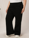 Women Plus Size Winter Fleece Flare Pants- Black