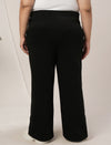 Women Plus Size Winter Fleece Flare Pants- Black