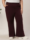 Women Plus Size Fleece Winter Co-Ord Set- Maroon