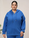 Women Plus Size Winter Fleece Matching Set- Cobalt Blue
