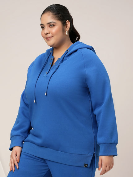 Women Plus Size Winter Hoodie- Cobalt Blue