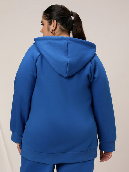 Women Plus Size Winter Hoodie- Cobalt Blue
