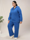 Women Plus Size Winter Fleece Matching Set- Cobalt Blue